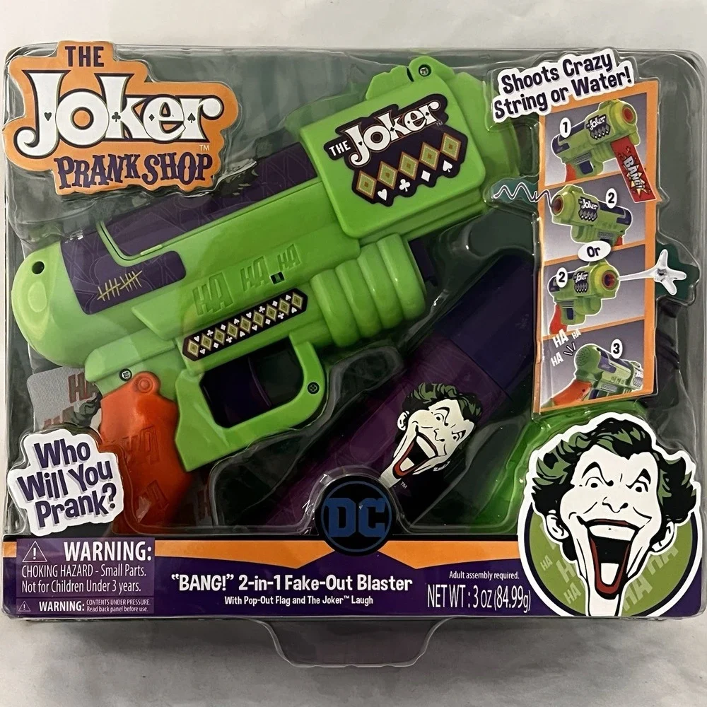DC Joker Prank‎ Shop BANG Fake Out Blaster Crazy String Water Gun NIP
